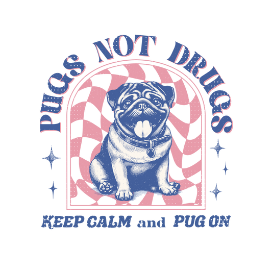 Autocollant "Pugs not drugs" en vinyle